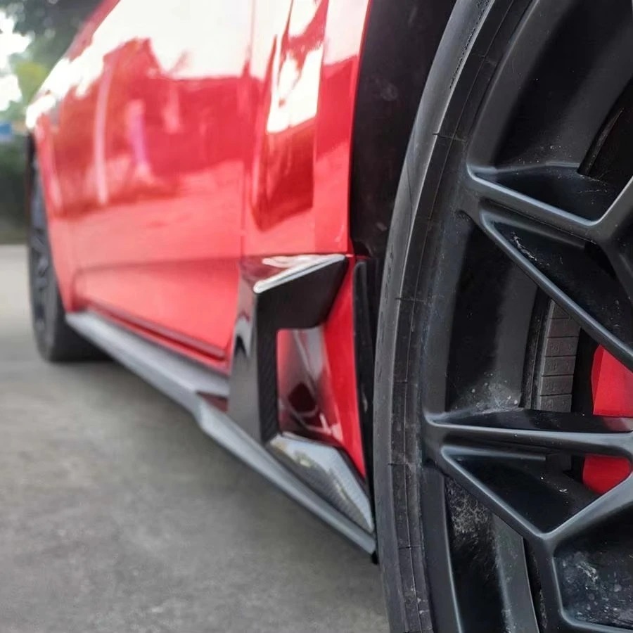 2024  for  Dark Horse High Polished Carbon Fiber Body Kits Side Skirt Splitters Rocker Panel Winglets
